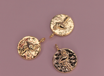 Подвеска фламинго позолота 15х12 мм