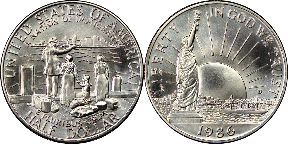 США 50 центов, 1986 100 лет Статуе Свободы