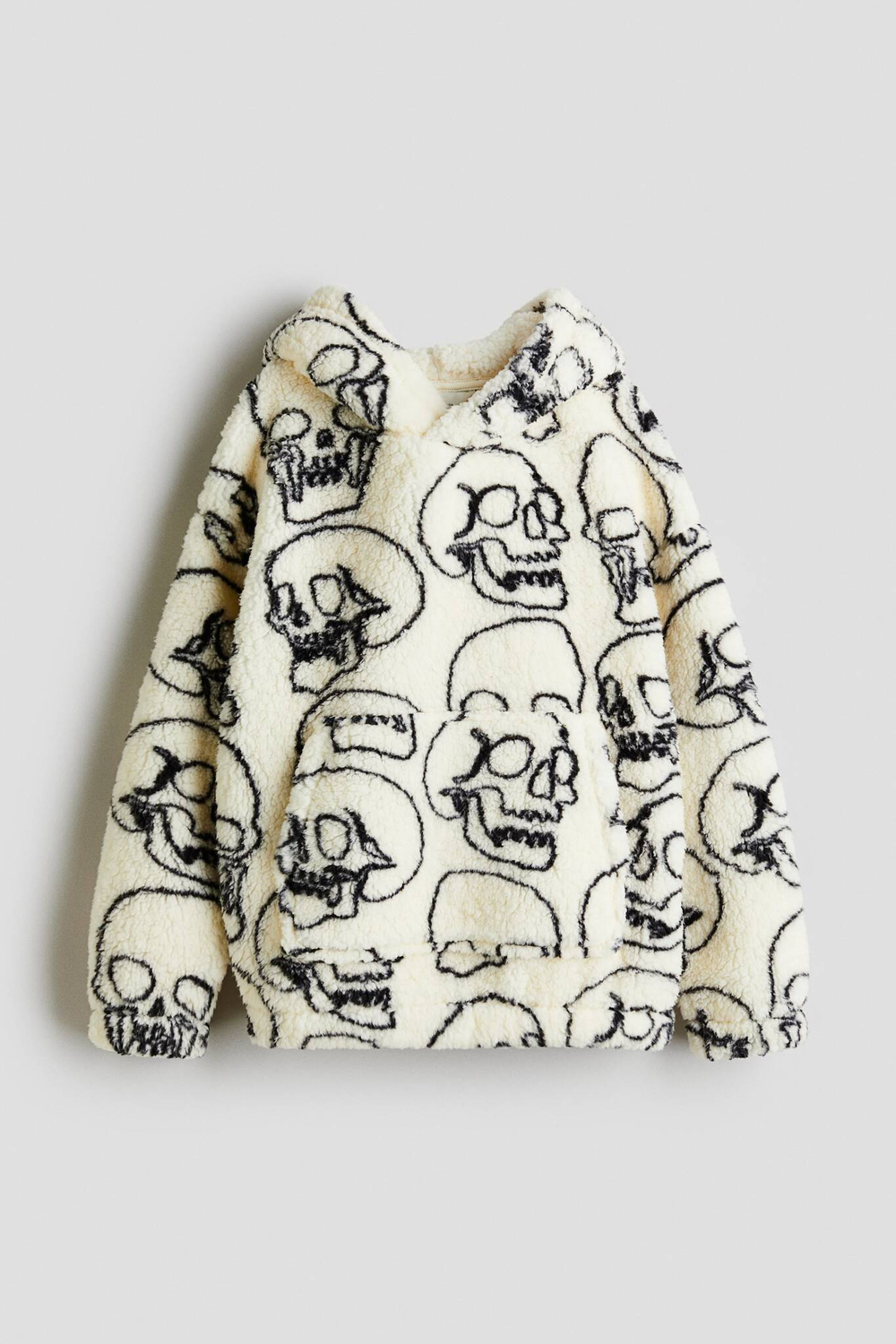 H&M Плюшевая толстовка с капюшоном, кремовый