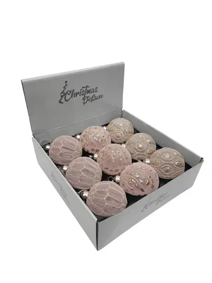 Набор винтажных стеклянных шаров Старый замок 80 мм., кремовый, 9 шт., Christmas DeLuxe (13041)