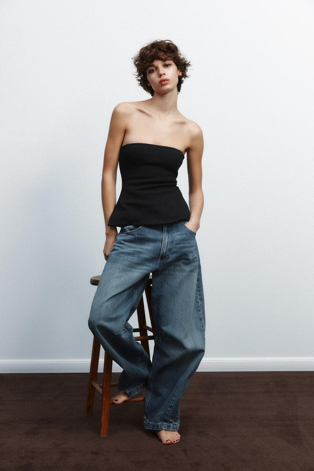 ZARA ТОП-БАНДО В СТИЛЕ ИНТЕРЛОК, ЧЕРНЫЙ