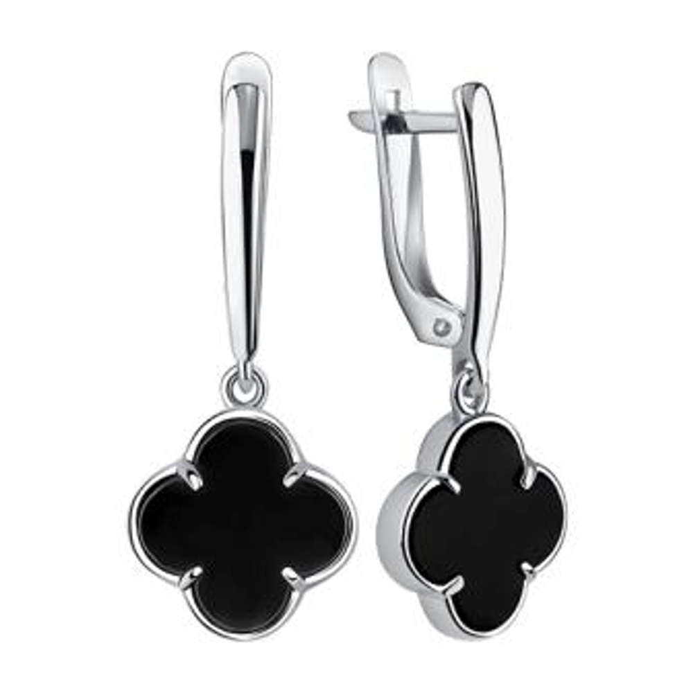 Серьги из серебра с ониксом