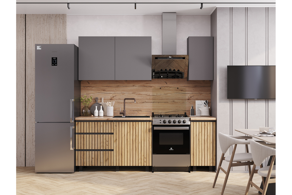 Кухня Шерлок 1,6 м, крафт, графит