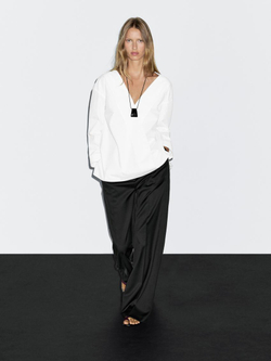 Massimo Dutti Блуза из 100% хлопка на запáхе, белый