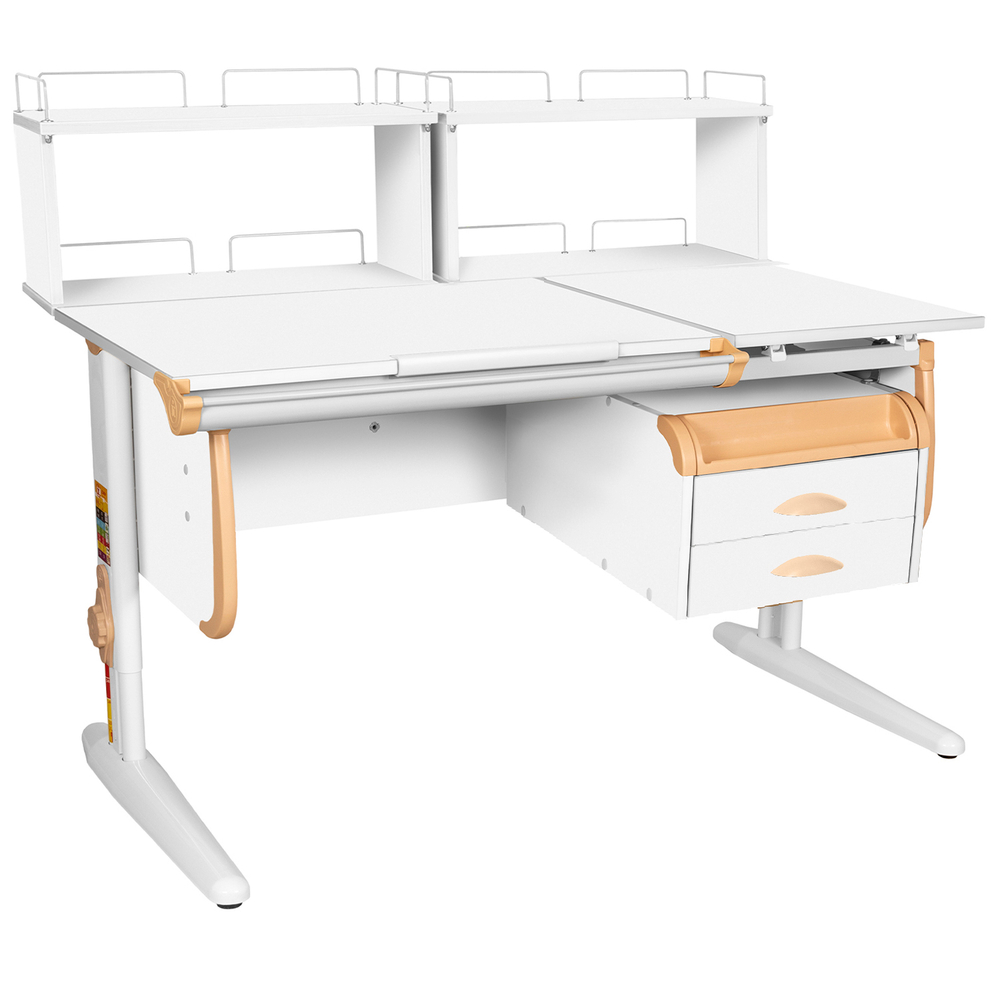 Растущая парта СУТ 25 с задними полками СУТ.15.240 и навесной тумбой (1200×880 мм)