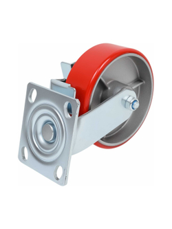 Колесо промышленное поворотное с тормозом с шариковым подшипником ПУ/чугун Gigant G-04-09-55