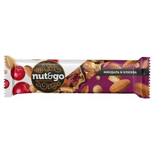 Батончик KDV NUT N GO Миндаль&Клюква 36 гр/шт 18 шт/кор