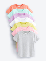 Футболка для девочки Next 670-540, 7 шт., Розовый, Голубой, Серый, Белый