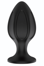 Черная средняя силиконовая анальная пробка с вертикальными бороздками (Цвет: черный)