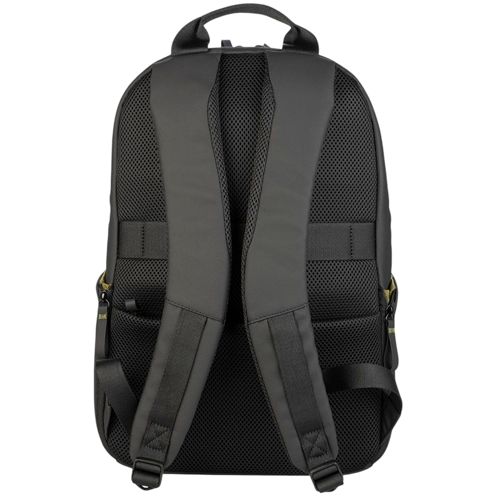 The Laser backpack for 15.6" laptops and 16" MacBooks, made from water-resistant resin-coated fabric obtained from recycled plastic, features a compact design and excellent pocket organization.