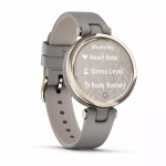 Смарт-часы Garmin Lily Gray Leather с безелем из кремового золота и ремешком итальянской кожи 010-02384-B2