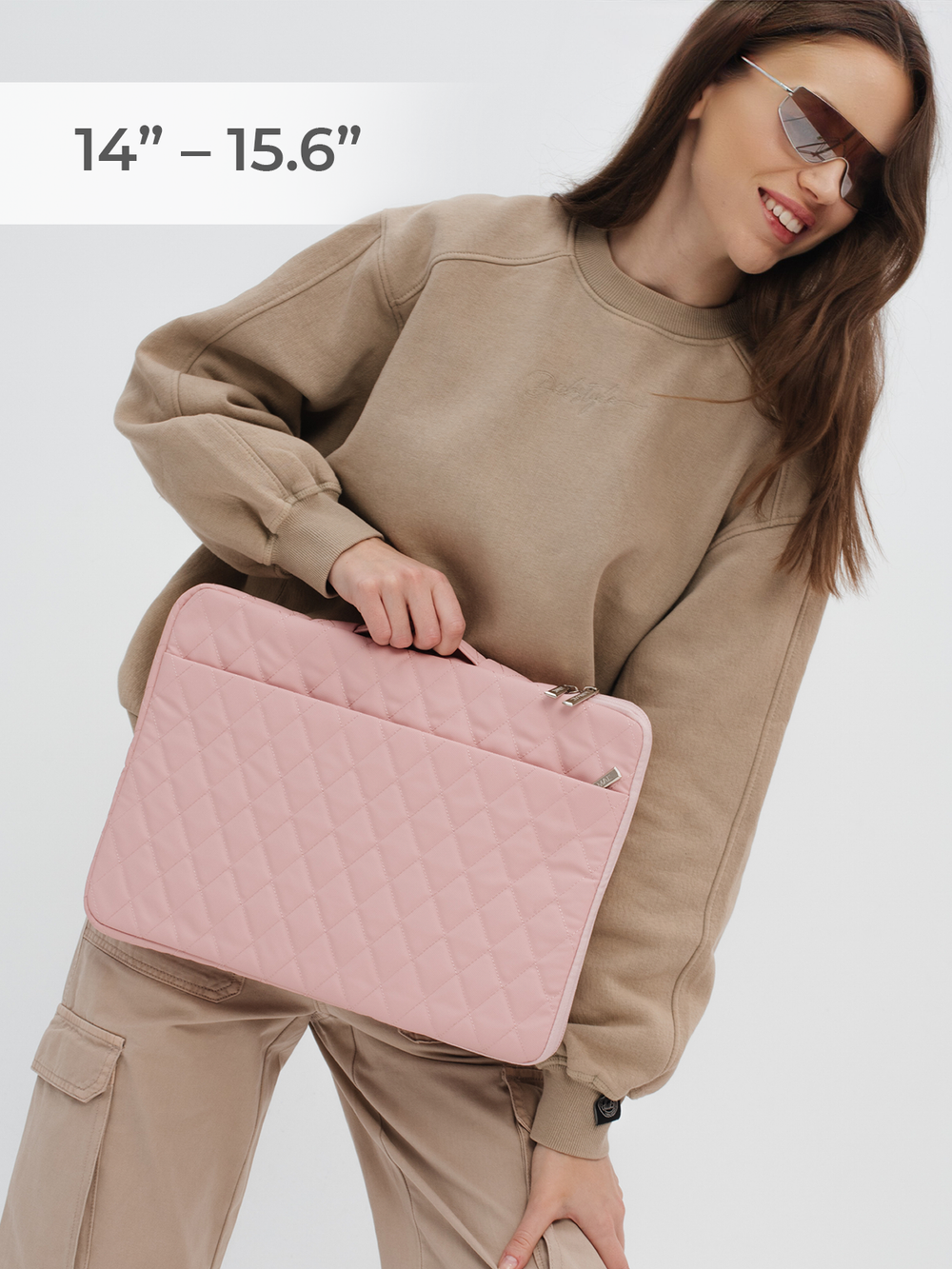 Чехол для ноутбука 14" и 15,6" (Стеганый розовый)