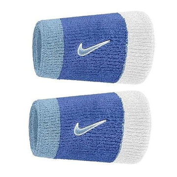 Теннисные напульсники Nike Swoosh Double Wide 2P - white/blue/light blue