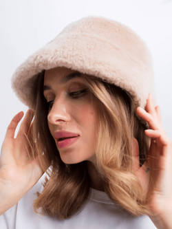 Панама на зиму из шерсти, бежевая, SilverFox