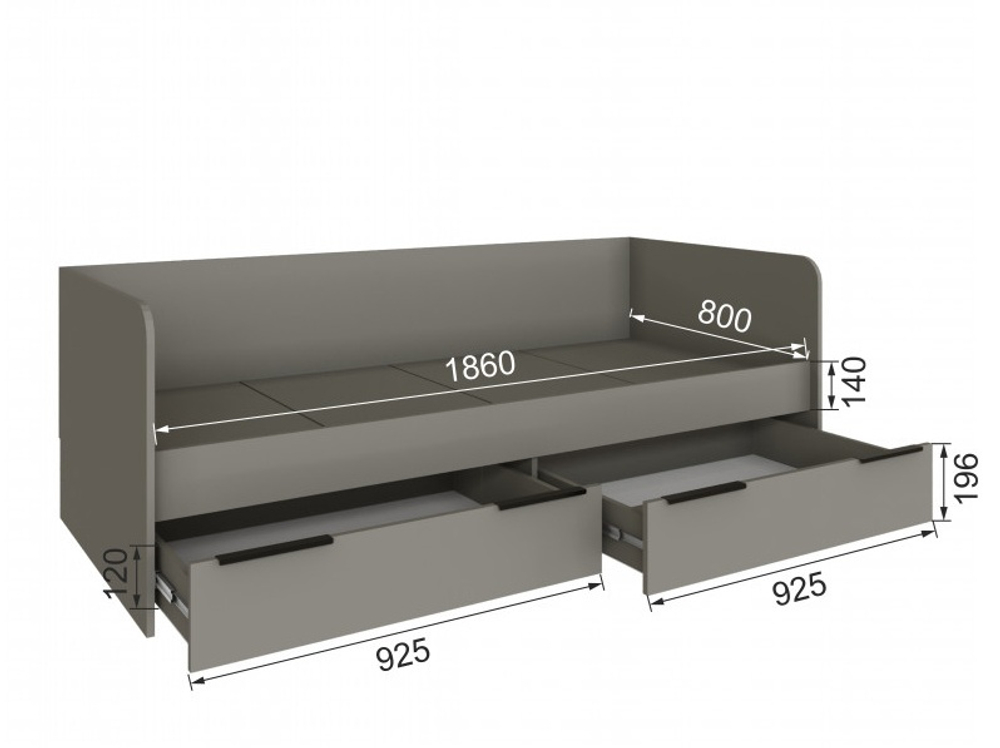 Мадрид (Тэкс) Кровать с 2 ящиками (0,8)