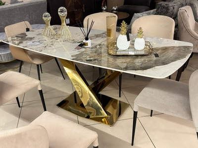 Стол обеденный Интерно, 180х90х75 см, белый мрамор