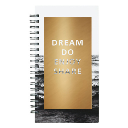 Записная книжка 95*175 мм 96л. на гребне MESHU "Dreams come true", матовая ламинация, твердая обложка, тиснение фольгой И