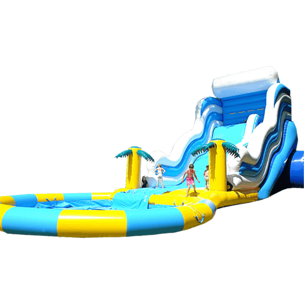 Надувной водный батут с бассейном «Пляжный оазис», 15*5.5*6.5 м