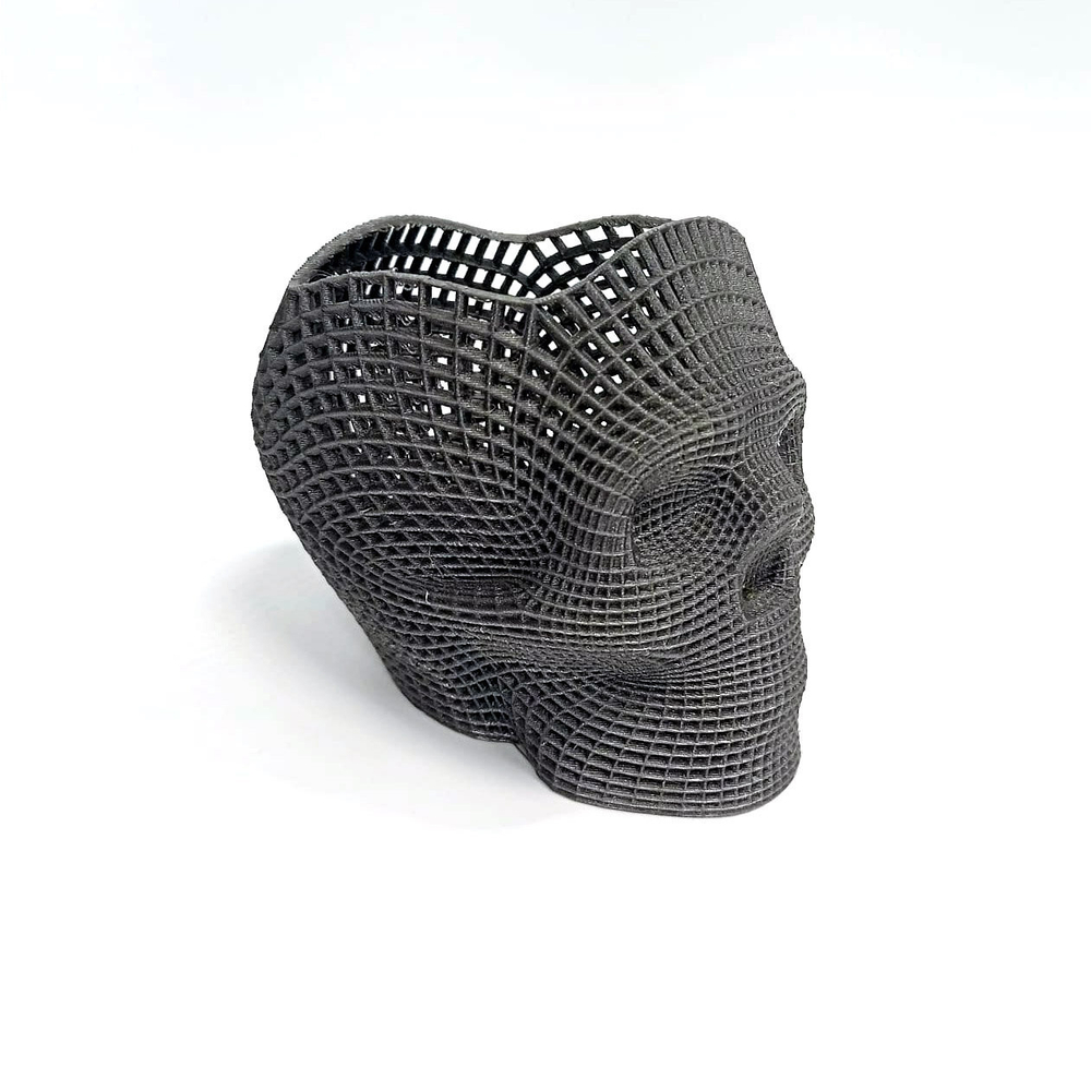 Подставка для карандашей, конфетница, Череп-сетка, серебристая