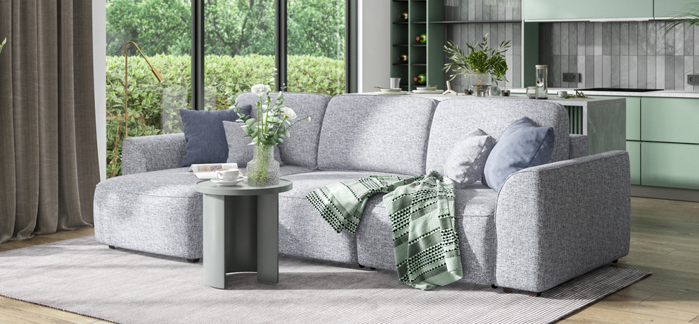 Угловой диван Кинг Рогожка Венто серый