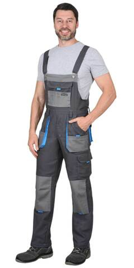 Полукомбинезон "Двин" т.серый со средне серым и голубой отделкой