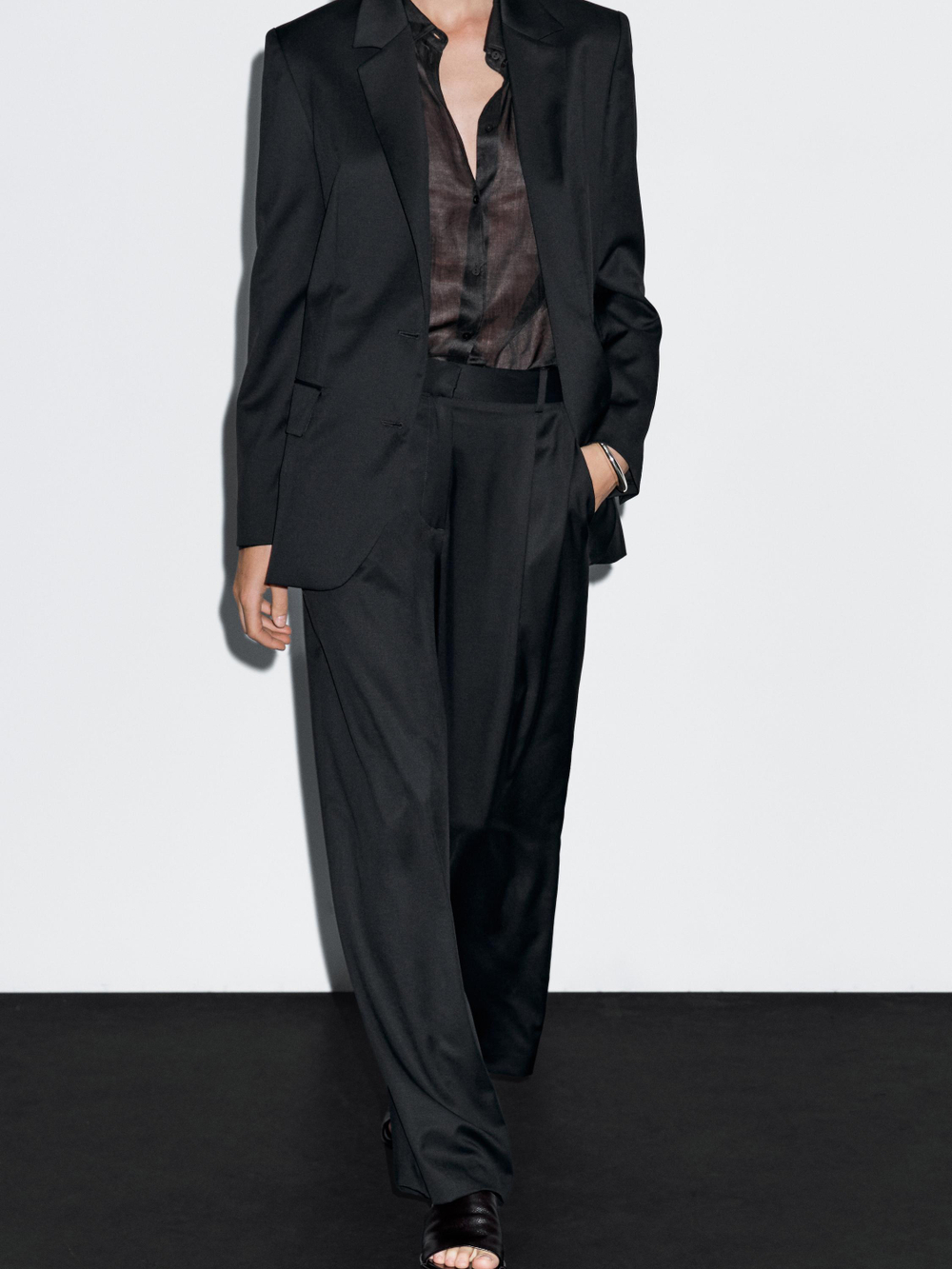 Massimo Dutti Брюки с выточками из сверхтонкой шерсти, темно-синий