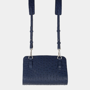 Сумка Emilie из кожи страуса, синего цвета