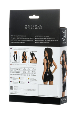 Платье Glossy MICHELLE из материала Wetlook с заклепками, черный, M