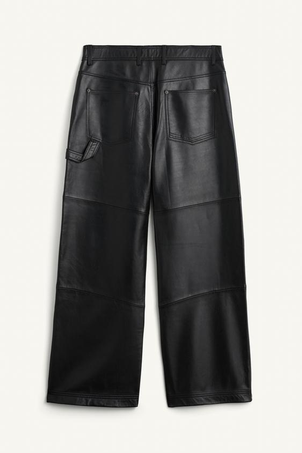 ZARA БРЮКИ ПРЯМОГО КРОЯ ИЗ КОЖИ НАППА, ЧЕРНЫЙ