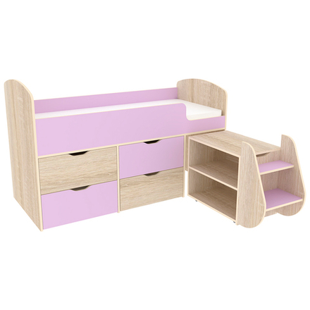 Кровать-чердак КарИВи Малыш 7 Дуб Сонома Ирис