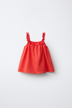 ZARA ТОП С ЭЛАСТИЧНЫМИ БРЕТЕЛЯМИ, КРАСНЫЙ