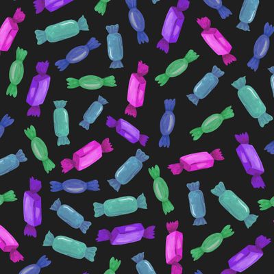 Акварельные конфеты на черном фоне