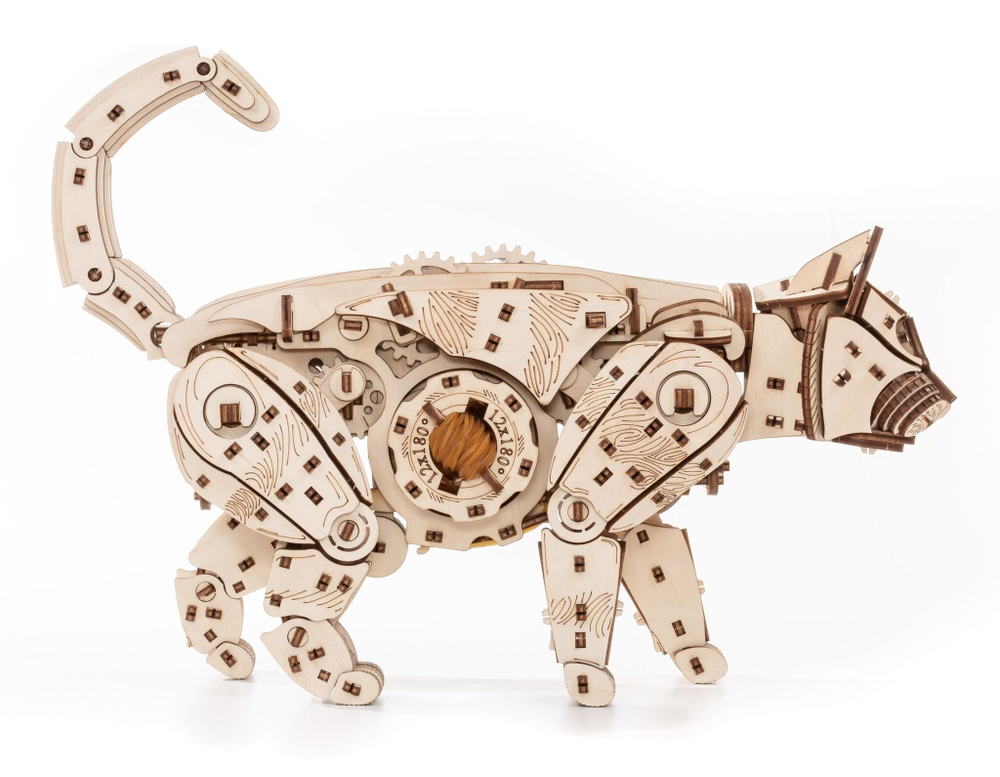 Сборная модель деревянная, конструктор 3D EWA Механический Кот (Кошка)