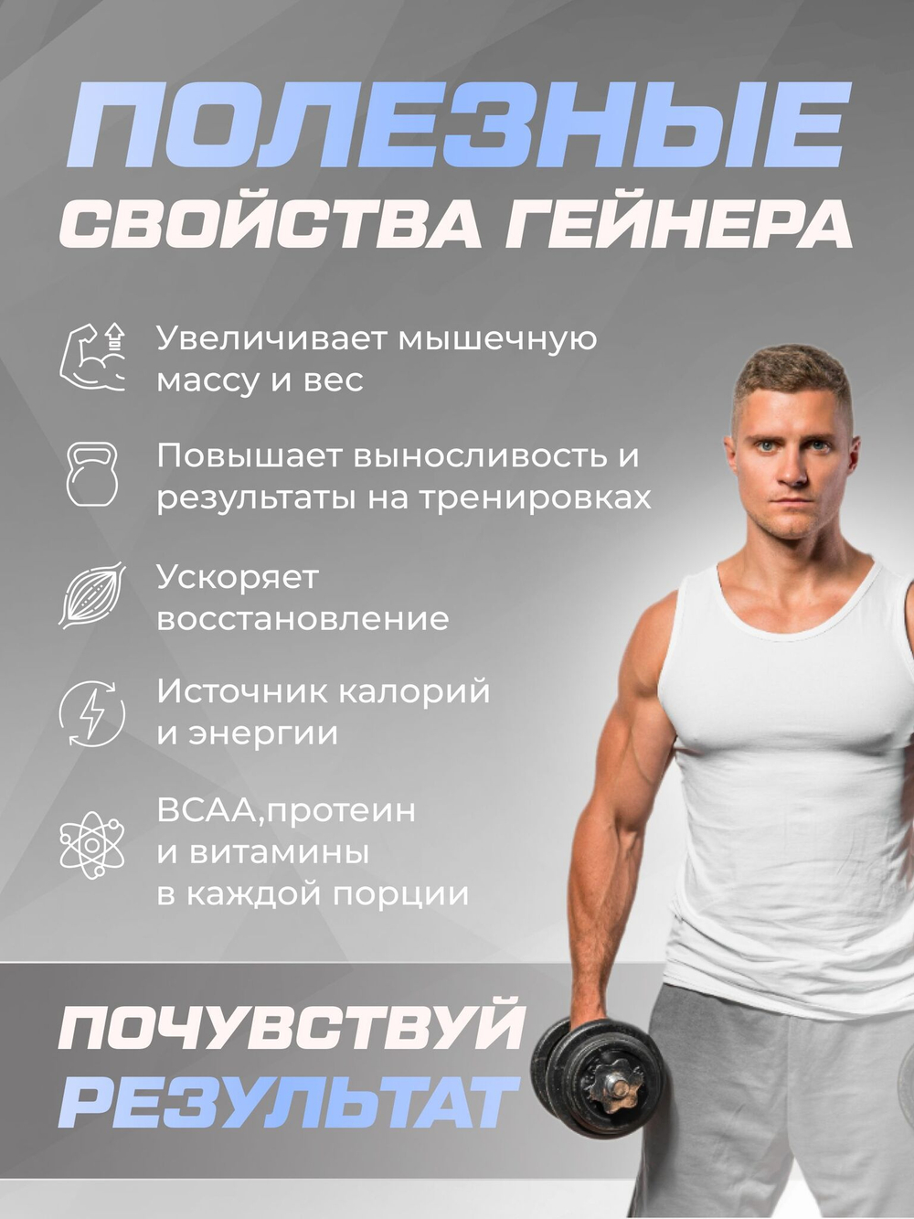Гейнер высокобелковый / черничный йогурт / 1500 гр 15 порций