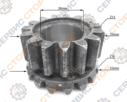 Шестерня дифференциала двойная под шайбу 195N
