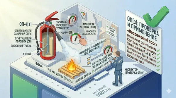Порошковые огнетушители закачного типа ОП(з): выбор и проверка