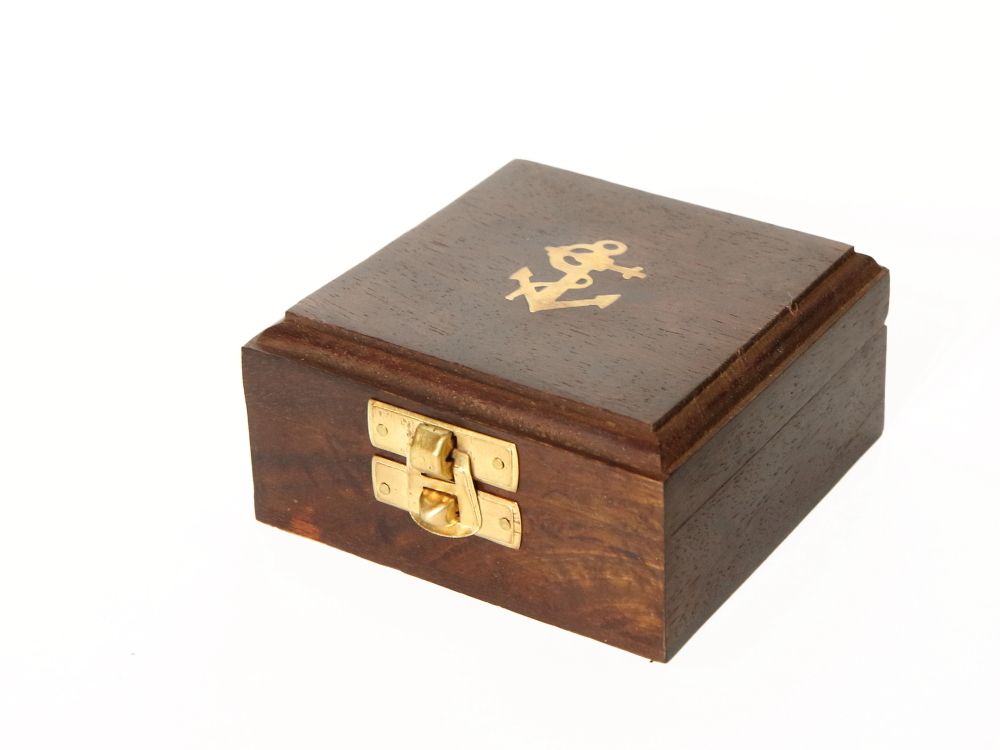 Nautical Морской компас в деревянном футляре