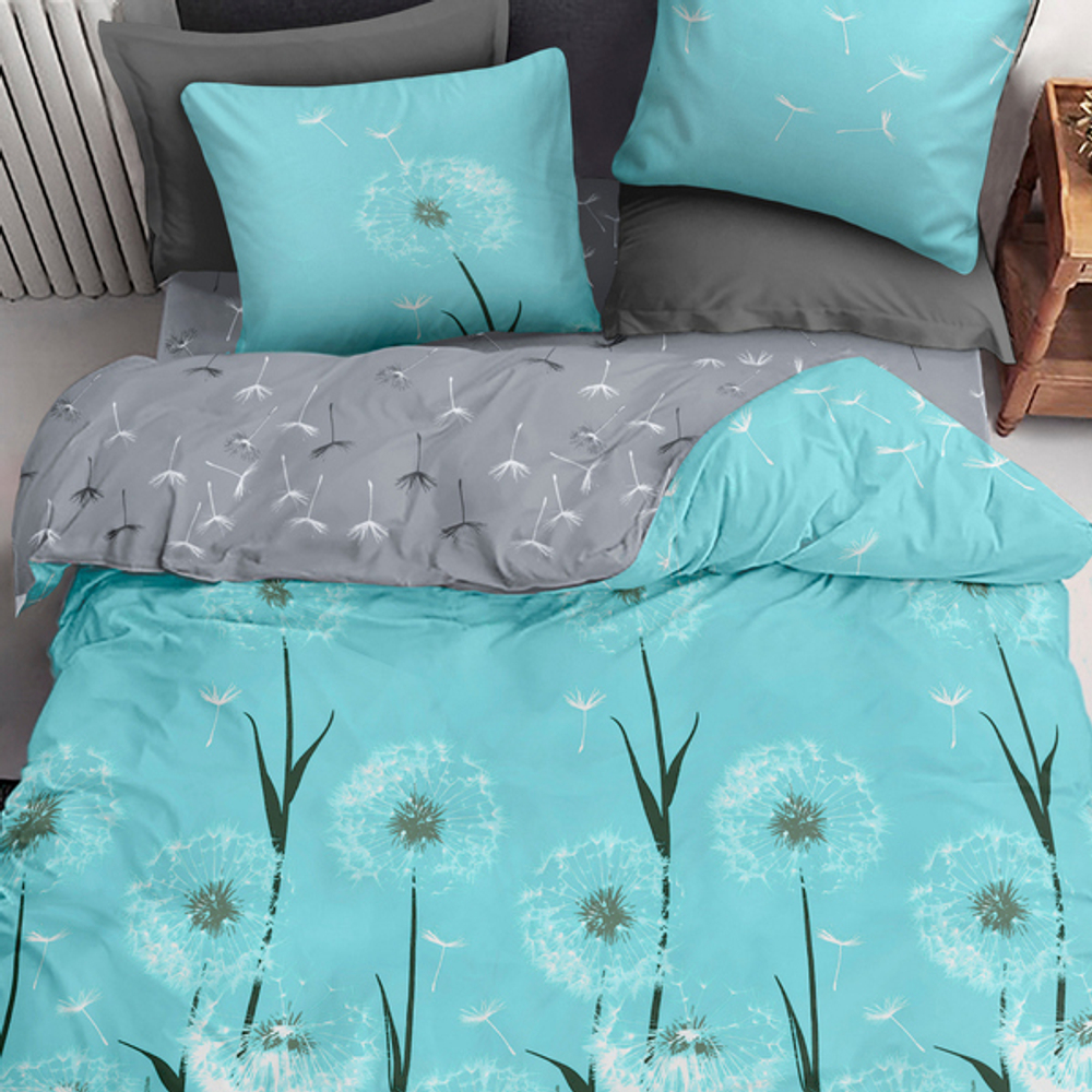 Постельное белье 1,5 поплин Павлайн Sweet Sleep Одуванчики вид 1 бирюза
