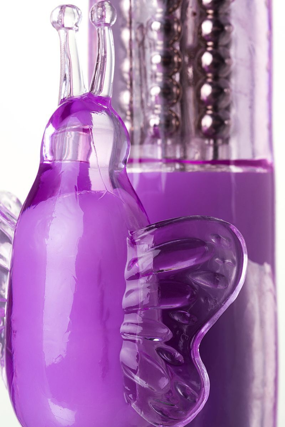 Фиолетовый вибратор High-Tech fantasy с бабочкой для клитора - 22,4 см. (Цвет: фиолетовый)