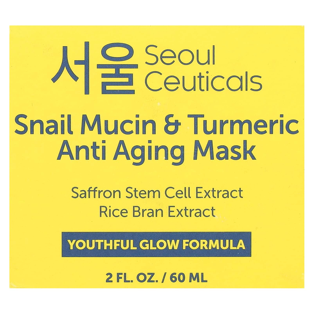 SeoulCeuticals, омолаживающая маска для лица с муцином улитки и куркумой, 60 мл (2 жидк. унции)