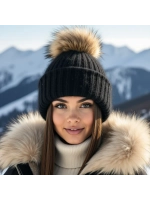шапка ангора с меховым помпоном зимняя пушистая стильная