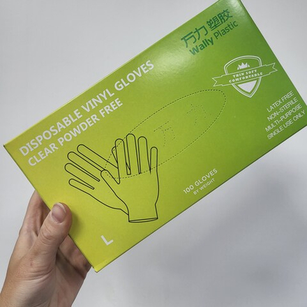 Виниловые перчатки (размер L) Wally plastic одноразовые, неопудренные (50 пар)