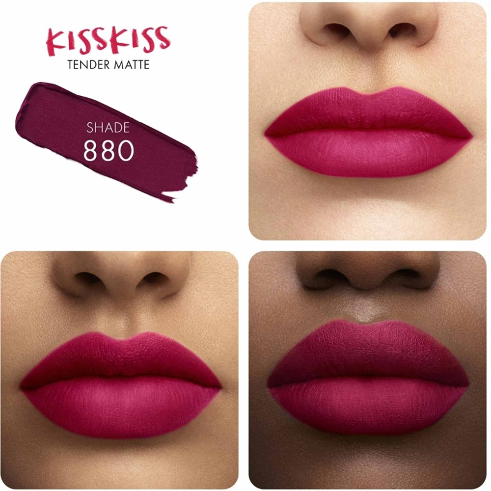 GUERLAIN KissKiss Tender Matte - Стойкая помада с матовым эффектом, 3,5 g