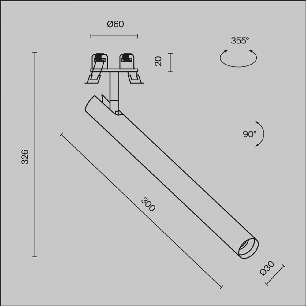 Встраиваемый светильник на штанге Maytoni Focus T C141RS-L300-6W4K-B