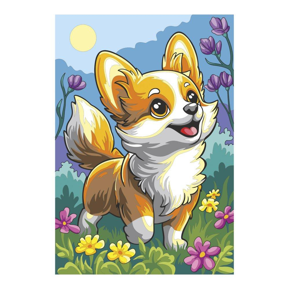 Картина по номерам на холсте 20*30см. "Малыш корги" (Lori)