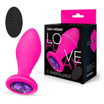 Розовая вибровтулка с фиолетовым кристаллом и пультом ДУ - 9 см. (Цвет: фиолетовый)