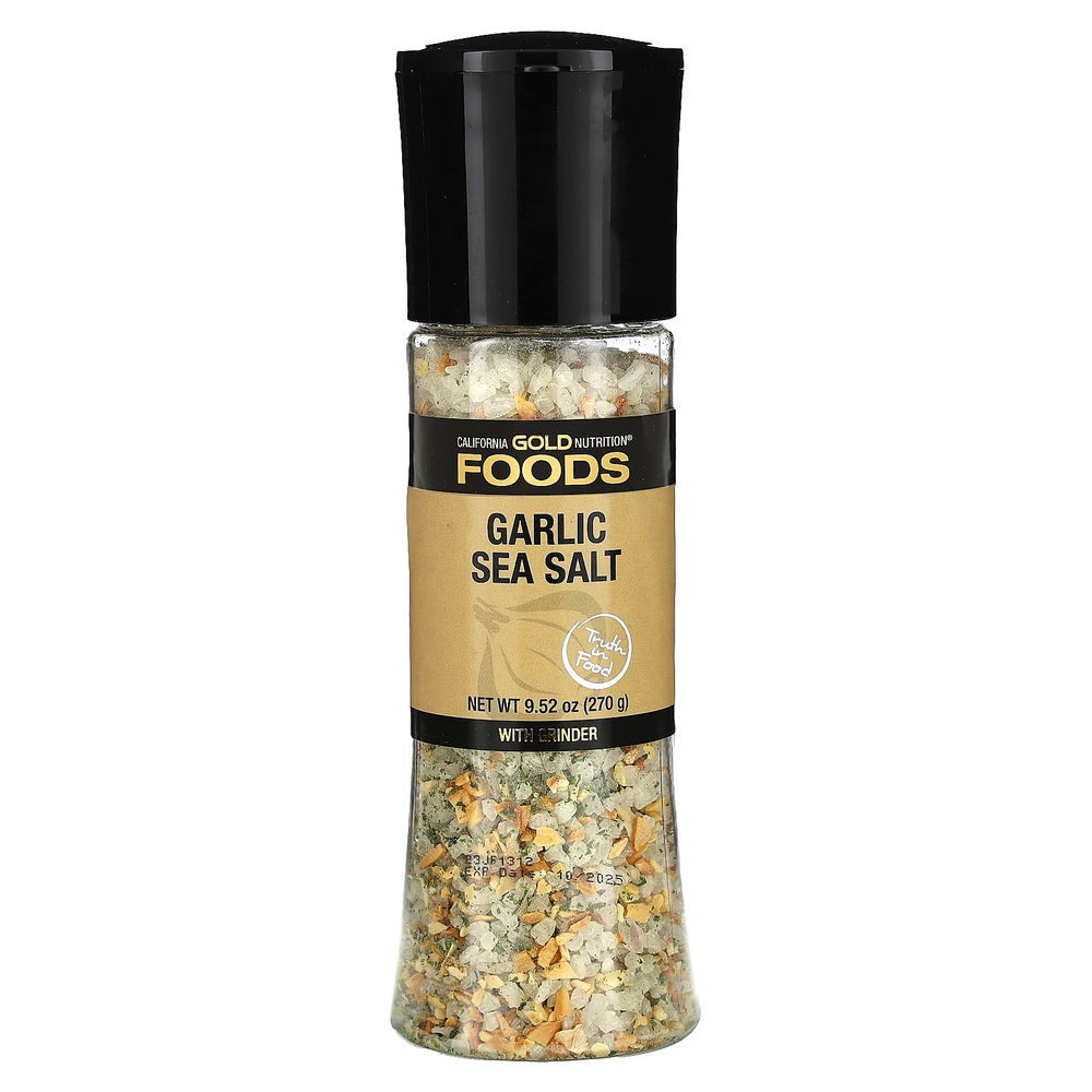 California Gold Nutrition, Foods, морская соль с чесноком в мельнице, 270 г (9,52 унции)