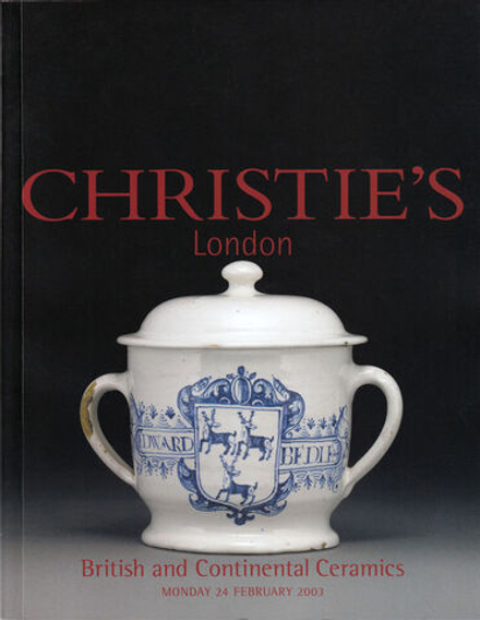 Каталог аукциона Christie's, Лондон, Керамика Британии и континентальной Европы от 24 февраля 2003 года
