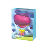 Пакет подарочный бумажный Alingar, (М) 18х24х8,5 см, вертикальный, "Сердечки", мат. ламинация, эфффект 3D, ассорти