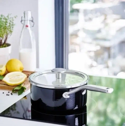 KitchenAid Эмалированная кастрюля 16 см 1,3 л с крышкой Оникс черный